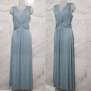 Talbots Floral Maxi Dress Knit Stretch Blue small